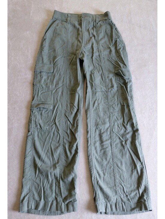 Hollister Pants - Hollister Womens Size Small Ultra High Rise Baggy Cargo Pants Linen Blend Green